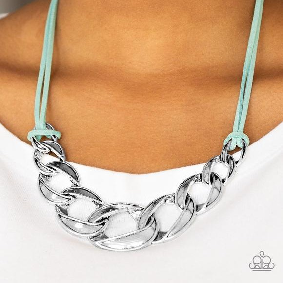 Naturally Nautical - Green - Silver Necklace & Earrings - Paparazzi Accessories